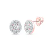 10k Rose Gold Round Diamond Oval Earrings 1/3 Cttw