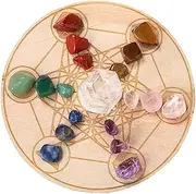 Healing Crystals Set | Natural Rough Raw Stone Meditation Crystals with Seven Array Wood Plate,Reiki Crystal Grid for Meditation, Spiritual Healing, and