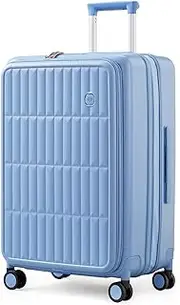 [Generic] Carry On Luggage Suitcases with Wheels: Checked 24 inch Luggage with 8 Spinner Wheels, Expandable Large Suitcase with 100% PC Hard Shell Travel Luggage Suitcases (Blueberry Blue)