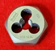 5/16-18 NC X 1" Hex Die Irwin Hanson 6527 Rethreading Carbon Steel USA