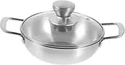 MOTHNUR 1 Set Portable Outdoor Wok with Lid Wear Resistant Stainless Steel Cooking Pan for Hot Pot Camping Picnics Easy to Clean Home Accessory Housewarming