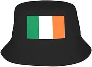 [Generic] Ireland Flag Bucket Hat Flag of Ireland Fishing Hat for Irish Outdoor Decoration Sun Cap Black, Black, One Size