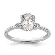 1.00ct. CZ Solid Real 14k White Polish 1ct Oval Engagement Dia Ring