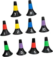 ibasenice 10pcs Portable Agility Training Cones Lightweight Horn Shaped Basketball Football Markers for Sports Training Stackable Design Easy Storage and Transport