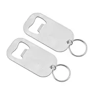 2 Pack Stainless Steel Flat Bottle Opener with Keychain for Beer Bottle Caps