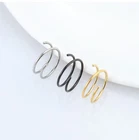 Tiny Twist Nose Rings Hoops Black Gold Silver Double Spiral Nose Ring Set Of 3