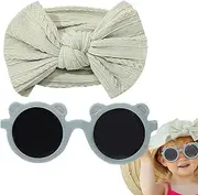 [Generic] Headband Bows for Baby Girls - Glasses And Headbands for Babies - Baby Girls Bows Headbands Sunglasses Set, Nylon Hairbands Bow Elastic Hair Accessories for Newborns Kids