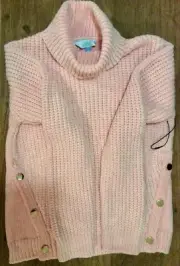 Girls Size 10 Pink Knitted Turtle Neck Jumper With Gold Trim “ tilli - MYERS “
