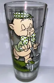 Vintage 1976 Pepsi Collector Series Glass Porky Pig & Petunia Looney Tunes VGUC