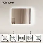 Bathroom LED Mirror Illuminated Touch Button Wall Mounted Rectangle 800x500mm