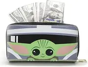 [Farberly] Baby Yoda Wallet Women's Wallet Leather Purse Long Bag Wallet for Women's Girls Kids Grogu Purse Anime Wallet Women, Green, LB-3, Modern
