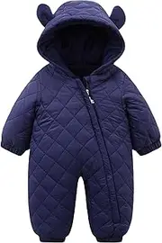 [SEAUR] Toddler Baby Winter Snowsuit Windproof One Piece Buffer Padded Romper Warm Hooded Outerwear for Baby 6-24 Months, darkblue, 18-24 Months