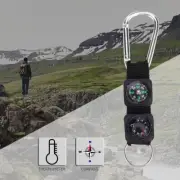 3 in 1 Compass Thermometer Hanger Multifunction Key Ring for Camping Hiking Tool