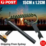 Ferrocerium Flint Rod 15cm x 1.2cm Survival Fire Starter with Striker Para-cord