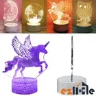 3D LED Desk Lamp Visual Change Illusion Home Unicorn Light Decor Touch Night
