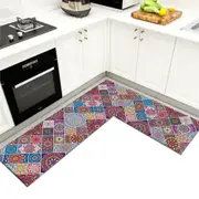 2Pcs Boho Kitchen Rugs Washable Runners Bathroom Floor Mats-Style 1