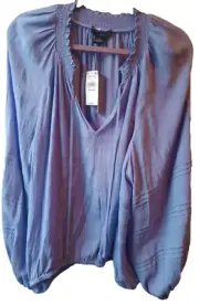 Sanctuary 2XL XXL Blouse Periwinkle Blue Long Sleeve Top Light Peasant Plus $99