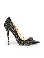 Black Suede Embellished Pumps