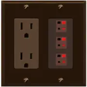 RiteAV 3 Port Speaker Wire Plug Jack Wall Plate - Outlet [Brown/Brown]