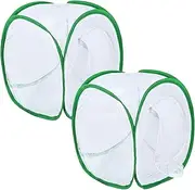 Butterfly Cage 2Pcs Butterfly Habitat Cage 12x12x12'' Foldable House Garden Pop-up Mesh Tent Net Caterpillars for Kit for Kids Raising Net House