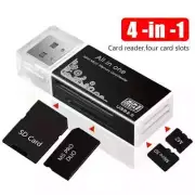 Lector de Tarjetas USB 4-en-1 - Ranuras para Tarjetas de Memoria SD y TF.