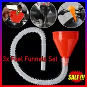 3PCS Fuel Funnels Set Plastic Long Neck Oil Funnels with Detachable Filter WZ
