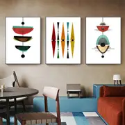 Mid Century Modern Abstract Art 3 sets Canvas Wall Art