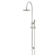 MEIR Round Gooseneck Shower Rail Set - 200mm Shower Head - Single Function Hand Shower - PVD Brushed Nickel