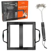 Himalayan Salt Block Holder & Stainless Steel Wire Cleaning Brush- Heat Resis...