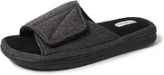 [Dearfoams] Men's Chase Marled Knit Pattern Slide Memory Foam Slippers with Adjustable Strap