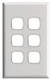 HPM EXCEL SERIES GRID & PLATE 117x73mm 6-Gangs Flush Mount,Gloss White*AUS Brand