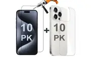 10x Tempered Glass Screen Protector for Apple iPhone 15 PRO MAX Front + Back Film Bulk