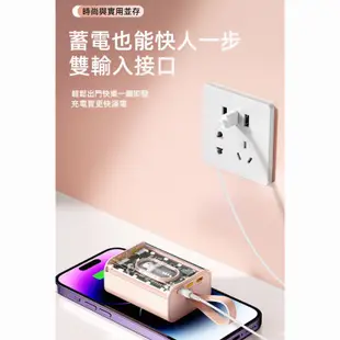 朋克機甲透明萌寵自帶線充電寶10000毫安快充大容量移動電源 自帶三線行動電源 暴力熊 XX熊