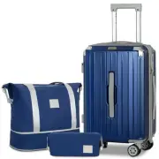 3-Piece Carry-On Luggage Set with Cup Holder TSA Lock, 20" Hardside Spinner S...