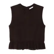 [Cecilie Bahnsen] Cecilie Bahnsen Ruffled Cashmere Top M BROWN