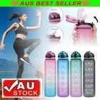 1L Water Bottle Motivational Drink Flask With Time Markings BPA Free Sport GymRL
