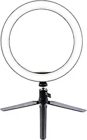 260MM LED Ring Light Fill Light Photography LED Selfie Light Dimmable Camera Phone Lamp with Table Tripods USB Powered for Live Stream/Makeup Black 26cm