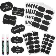 Chalkboard Label Stickers 96pcs - 9 Assorted Shapes 96 PCS, 9 Assorted Shapes