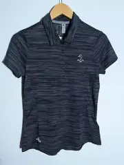 NWT WOMEN'S ADIDAS SPACEDYE POLO, SIZE: M, COLOR: BLACK/WHITE (J527)