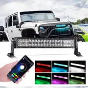 AUXBEAM 22" 280W Straight RGB Led Light Bar Multi Color bluetooth APP for JEEP