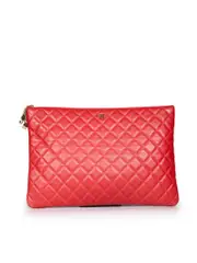 2016 Red Leather Quilted O-Case Clutch Bag
