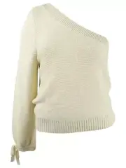 Becca Tilley x Bar III Womens OneShoulder VolumeSleeve Sweater (XXL, Snow Globe)