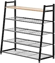 Shoe Rack,5 Tier Metal Shoe Storage Organiser,Shoe Shelf for Entryway,Hallway,Closet,Log Color,803382cm