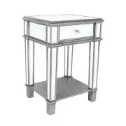 Heavy Duty Mirrored Bedside Table with Drawer