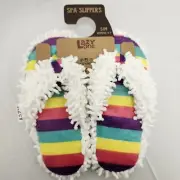Spa Slippers Women's Lazy One Rainbow Flip Flop House Shoes NWT