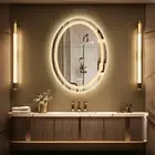 Oval LED Backlit Illuminated Vanity Mirror Anti-fog Bathroom Mirror 3Color Light