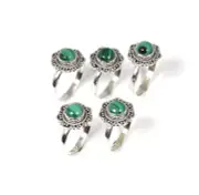 Wholesale 5pc 925 Solid Sterling Silver Green Malachite Ring Lot Y487