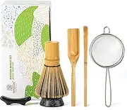 TEANAGOO Matcha Whisk Set,Bamboo Matcha Whisk (100 prongs) with Holder,6-PCS Traditional Starter Set,Scoop (Chashaku),Tea Spoon,Bamboo Chasen for Making Latte,Ceremony Accessory,Gife for Friend/Family