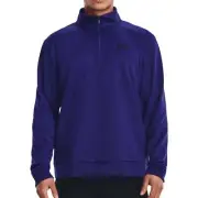 Under Armour Fleece Mens Training Top Blue Long Sleeve Half Zip Gym Breathable