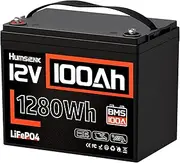HumsiENK LiFePO4 Battery, 12V 100Ah, 1280Wh, Built-in 100A Smart BMS, Group 24 Size